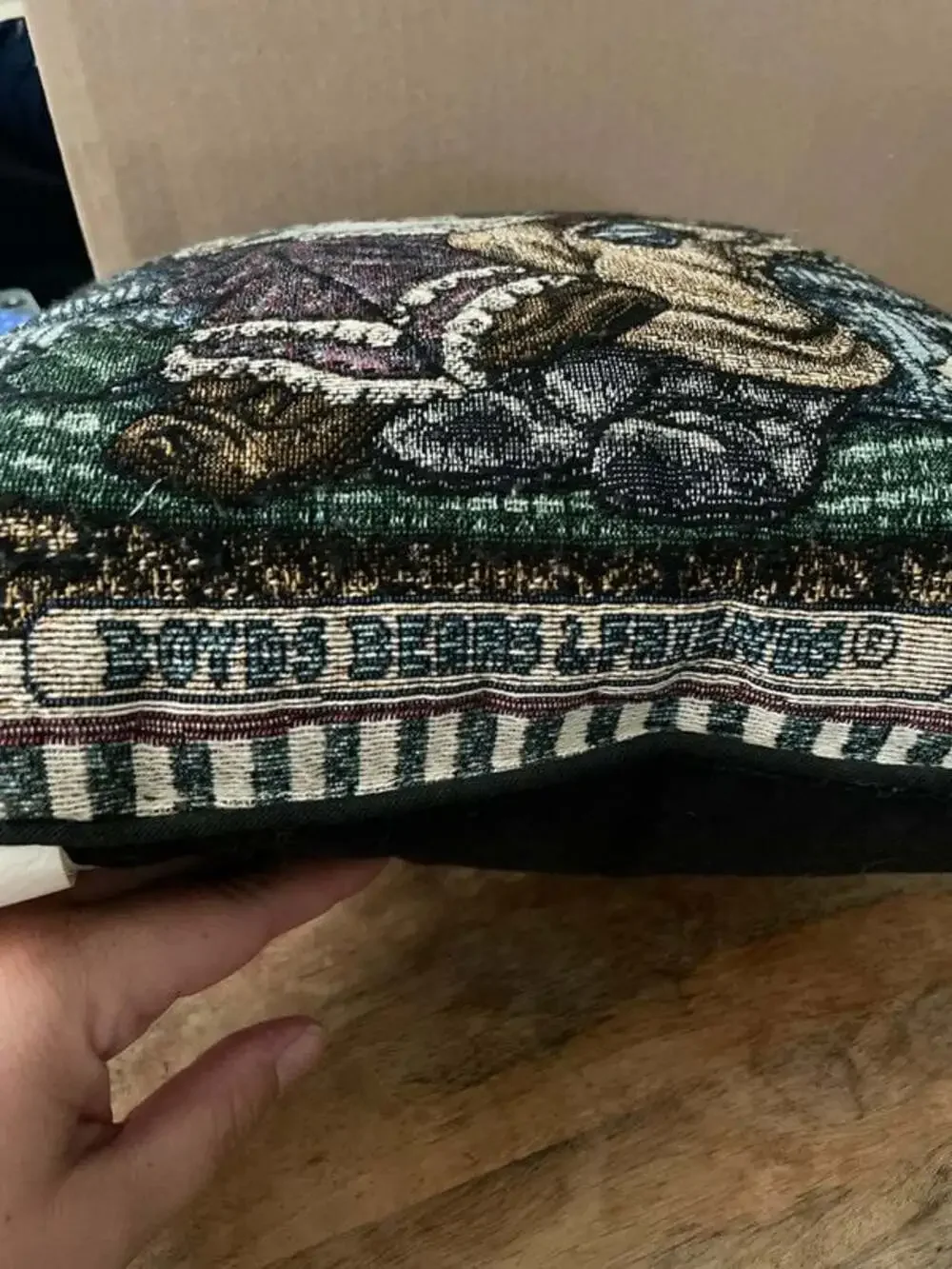 Vintage 90s Boyds Bears Tapestry Pillow | Cozy Grannycore Grandmacore Accent Dec